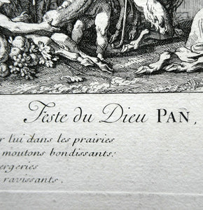 Original Antique FRENCH Etching by Claude Gillot (1673 - 1722). The Feast of the Pan