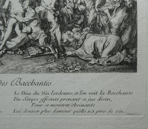 Original Antique FRENCH Etching by Claude Gillot (1673 - 1722). The Feast of the Bacchus