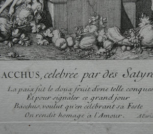 Original Antique FRENCH Etching by Claude Gillot (1673 - 1722). The Feast of the Bacchus