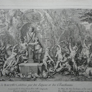 Original Antique FRENCH Etching by Claude Gillot (1673 - 1722). The Feast of the Bacchus