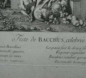 Original Antique FRENCH Etching by Claude Gillot (1673 - 1722). The Feast of the Bacchus