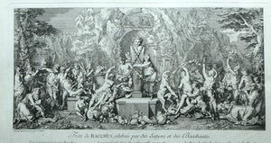 Original Antique FRENCH Etching by Claude Gillot (1673 - 1722). The Feast of the Bacchus