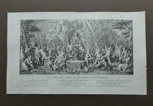 Original Antique FRENCH Etching by Claude Gillot (1673 - 1722). The Feast of the Bacchus