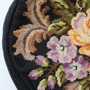 Larger Vintage 1940s British PETIT POINT Tapestry Handbag or Evening Bag with Pink Roses Design. Excellent Condition