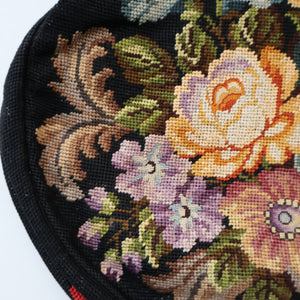 Larger Vintage 1940s British PETIT POINT Tapestry Handbag or Evening Bag with Pink Roses Design. Excellent Condition