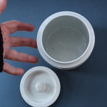 Load image into Gallery viewer, Early 20th Century Antique Grimwades White Hooped Household Jar or Canister. SAGO (in green letters)

