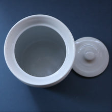 Load image into Gallery viewer, Vintage Grimwades Style White Hooped Household Jar or Canister. BARLEY (black letters)
