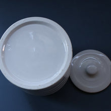Load image into Gallery viewer, Vintage Grimwades Style White Hooped Household Jar or Canister. BARLEY (black letters)
