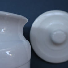 Load image into Gallery viewer, Vintage Grimwades Style White Hooped Household Jar or Canister. BARLEY (black letters)
