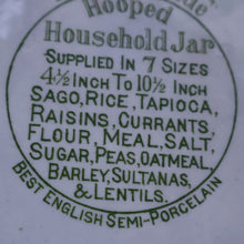 Load image into Gallery viewer, Early 20th Century Antique Grimwades White Hooped Household Jar or Canister. RICE (in green letters)
