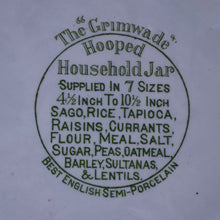 Load image into Gallery viewer, Early 20th Century Antique Grimwades White Hooped Household Jar or Canister. RICE (in green letters)
