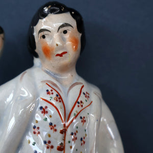 Unusual ANTIQUE Victorian Staffordshire Figurine of a Little Shepherd with Sheep at his Feet