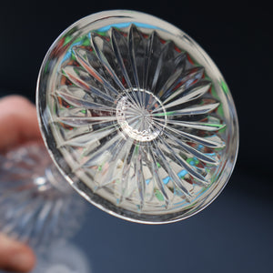 THREE GLASSES: Vintage Edinburgh Crystal Smaller WHITE WINE Glasses. SYMPHONY PATTERN. 7 1/8 inches (CODE F)