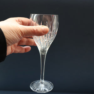 THREE GLASSES: Vintage Edinburgh Crystal Smaller WHITE WINE Glasses. SYMPHONY PATTERN. 7 1/8 inches (CODE F)
