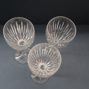 THREE GLASSES: Vintage Edinburgh Crystal Smaller WHITE WINE Glasses. SYMPHONY PATTERN. 7 1/8 inches (CODE F)
