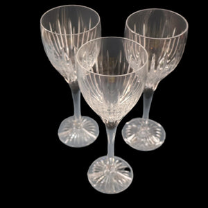 THREE GLASSES: Vintage Edinburgh Crystal Smaller WHITE WINE Glasses. SYMPHONY PATTERN. 7 1/8 inches (CODE F)
