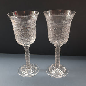 PAIR Vintage Edinburgh Crystal LARGE Water Goblets.  Fabulous KING JAMES Pattern. 9 inches (Code A)