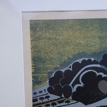 Load image into Gallery viewer, LARGE 1960s Linocut by GRAHAM CLARKE (b. 1944). Entitled "Behind Shoreham". Pencil Signed
