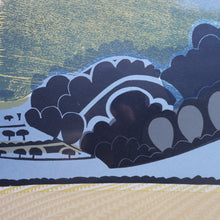 Load image into Gallery viewer, LARGE 1960s Linocut by GRAHAM CLARKE (b. 1944). Entitled "Behind Shoreham". Pencil Signed
