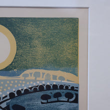 Load image into Gallery viewer, LARGE 1960s Linocut by GRAHAM CLARKE (b. 1944). Entitled "Behind Shoreham". Pencil Signed
