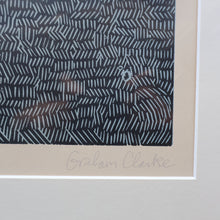 Load image into Gallery viewer, LARGE 1960s Linocut by GRAHAM CLARKE (b. 1944). Entitled "Behind Shoreham". Pencil Signed
