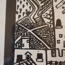 Load image into Gallery viewer, SCOTTISH ART. Jane Hyslop (RSA). Linocut of the town of San Gimignano, Tuscany
