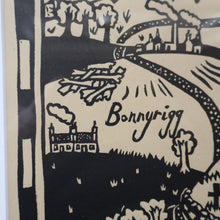 Load image into Gallery viewer, SCOTTISH ART. Jane Hyslop (RSA). Linocut Entitled: Map of Midlothian. ARTIST'S PROOF. Framed
