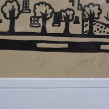Load image into Gallery viewer, SCOTTISH ART. Jane Hyslop (RSA). Linocut Entitled: Map of Midlothian. ARTIST'S PROOF. Framed
