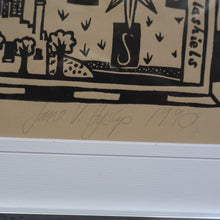 Load image into Gallery viewer, SCOTTISH ART. Jane Hyslop (RSA). Linocut Entitled: Map of Midlothian. ARTIST'S PROOF. Framed
