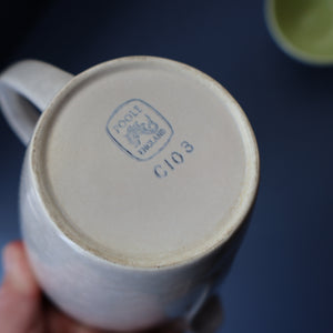 Selection of 1950s Poole Twintone Tablewares LIME GREEN AND SEAGULL. Four Trios, Large Side Plate & Milk and Sugar Jug