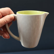 Load image into Gallery viewer, Selection of 1950s Poole Twintone Tablewares LIME GREEN AND SEAGULL. Four Trios, Large Side Plate &amp; Milk and Sugar Jug
