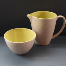 Load image into Gallery viewer, Selection of 1950s Poole Twintone Tablewares LIME GREEN AND SEAGULL. Four Trios, Large Side Plate &amp; Milk and Sugar Jug
