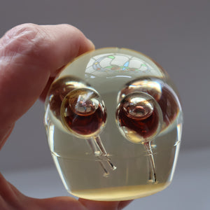 Vintage MIDTON CRAFTS 1970s SCOTTISH Acrylic Paperweight with Bubble Inclusions