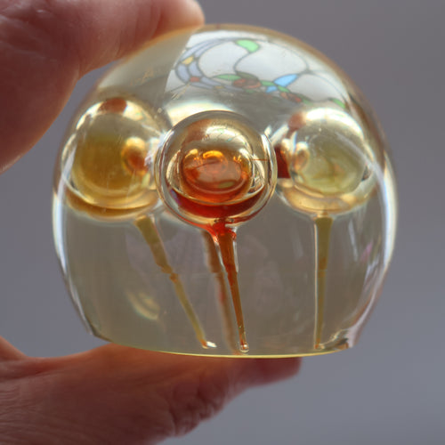 Vintage MIDTON CRAFTS 1970s SCOTTISH Acrylic Paperweight with Bubble Inclusions