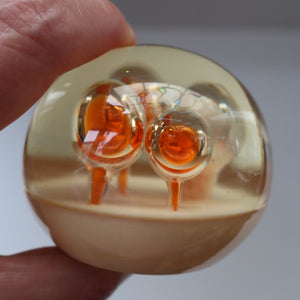 Vintage MIDTON CRAFTS 1970s SCOTTISH Acrylic Paperweight with Bubble Inclusions