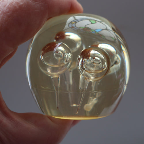 Vintage MIDTON CRAFTS 1970s SCOTTISH Acrylic Paperweight with Bubble Inclusions