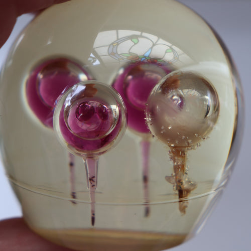 Vintage MIDTON CRAFTS 1970s SCOTTISH Acrylic Paperweight with Bubble Inclusions