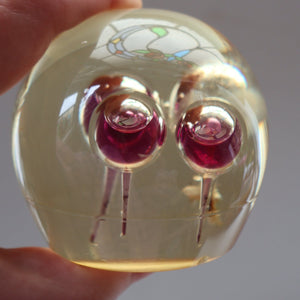 Vintage MIDTON CRAFTS 1970s SCOTTISH Acrylic Paperweight with Bubble Inclusions