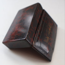 Load image into Gallery viewer, Papier Mâché Snuff Box with Faux Red &amp; Black Marblished Finish. Inscribed in gold: HELP YOURSELF
