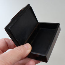 Load image into Gallery viewer, Papier Mâché Snuff Box with Faux Red &amp; Black Marblished Finish. Inscribed in gold: HELP YOURSELF
