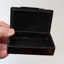 Load image into Gallery viewer, Papier Mâché Snuff Box with Faux Red &amp; Black Marblished Finish. Inscribed in gold: HELP YOURSELF
