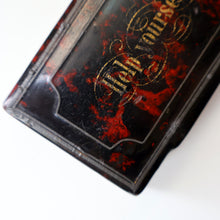 Load image into Gallery viewer, Papier Mâché Snuff Box with Faux Red &amp; Black Marblished Finish. Inscribed in gold: HELP YOURSELF
