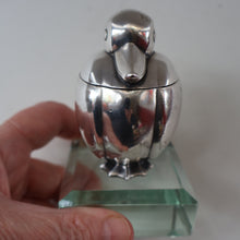 Load image into Gallery viewer, Rare 1920s ART DECO WMF Duck Inkwell on Faceted Clear Crystal Base 
