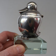 Load image into Gallery viewer, Rare 1920s ART DECO WMF Duck Inkwell on Faceted Clear Crystal Base 
