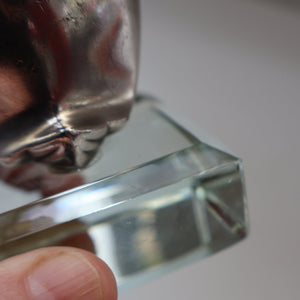 Rare 1920s ART DECO WMF Duck Inkwell on Faceted Clear Crystal Base 
