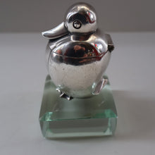 Load image into Gallery viewer, Rare 1920s ART DECO WMF Duck Inkwell on Faceted Clear Crystal Base 
