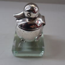 Load image into Gallery viewer, Rare 1920s ART DECO WMF Duck Inkwell on Faceted Clear Crystal Base 
