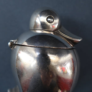 Rare 1920s ART DECO WMF Duck Inkwell on Faceted Clear Crystal Base 