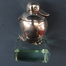 Load image into Gallery viewer, Rare 1920s ART DECO WMF Duck Inkwell on Faceted Clear Crystal Base 
