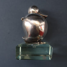 Load image into Gallery viewer, Rare 1920s ART DECO WMF Duck Inkwell on Faceted Clear Crystal Base 
